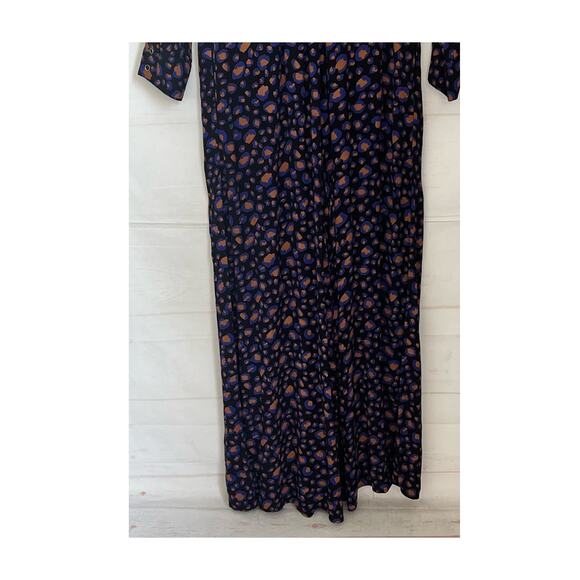 Anthropologie Women's Wide Leg Jumpsuit Size 12 Loveland Sapphire Button Front - Picture 13 of 14